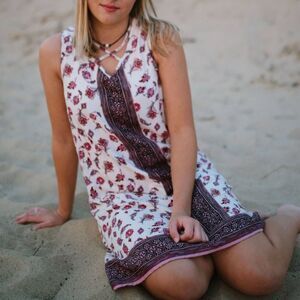 Maurice’s Floral Mini Dress with Crossover neckline Size XS